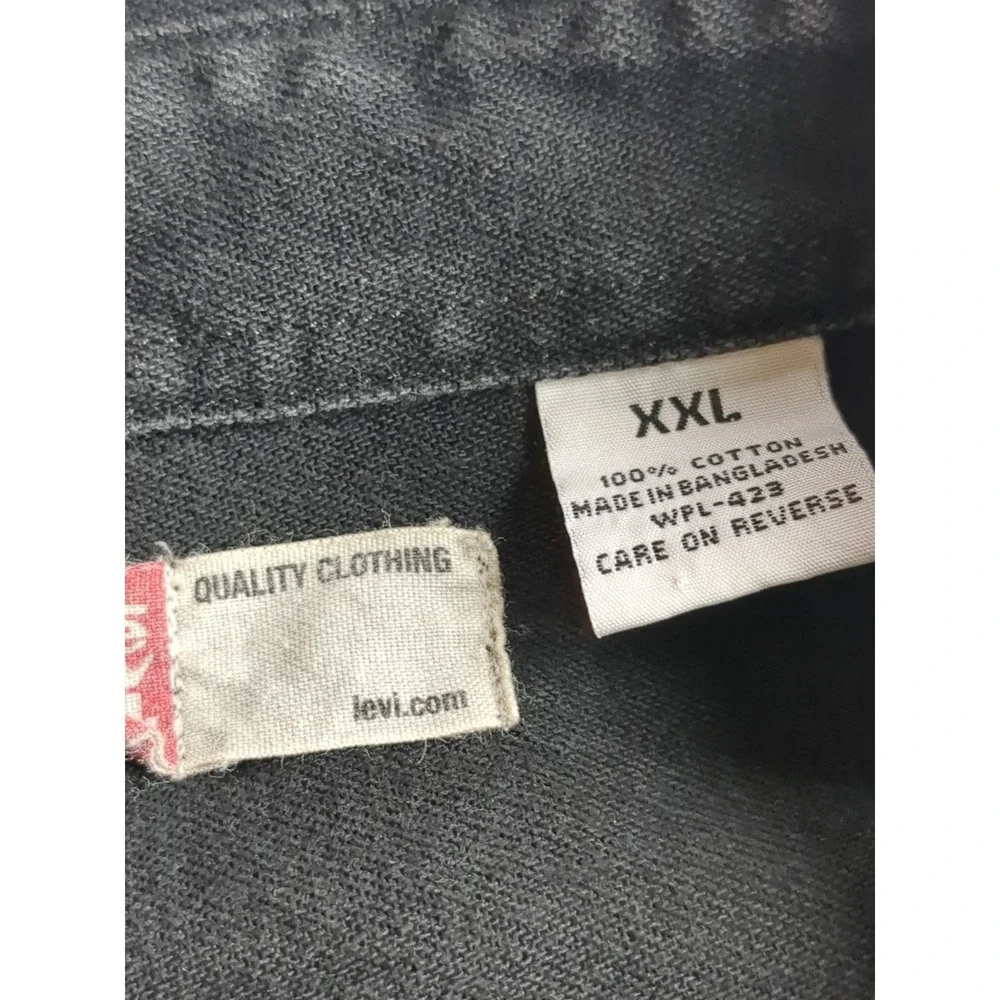 Vtg Levi's Red Tab Denim Shirt Metal Button Long Sleeve Button Up Black Size XXL